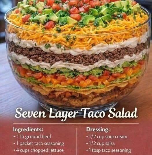 Healthy Seven Layer Taco Salad with Lean Beef & Greek Yogurt