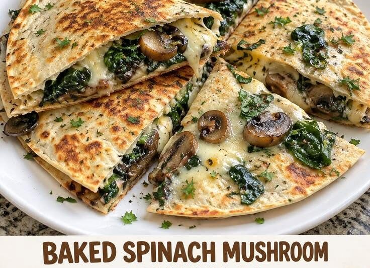 Low-Carb Spinach Mushroom Quesadillas with Cheesy Protein Filling
