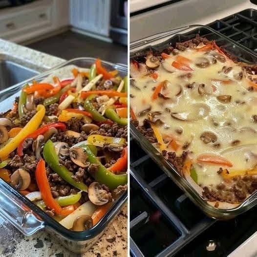 Low-Carb Philly Cheesesteak Casserole – A Cheesy, Protein-Rich Dinner