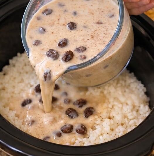 High-Protein Slow Cooker Cinnamon Raisin Rice Pudding