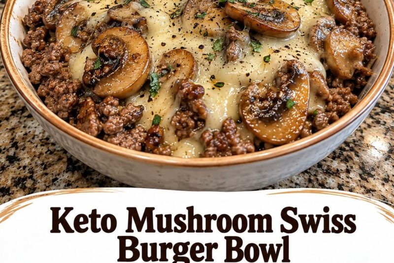 High-Protein Keto Mushroom Swiss Burger Bowl
