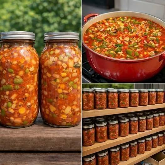 Easy Homemade Vegetable Soup for Pressure Canning and Pantry Storage