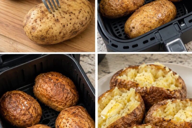 Crispy Air Fryer Baked Potato with High-Protein Filling