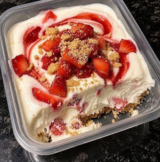 Healthy High-Protein Strawberry Cheesecake Snack Bowl